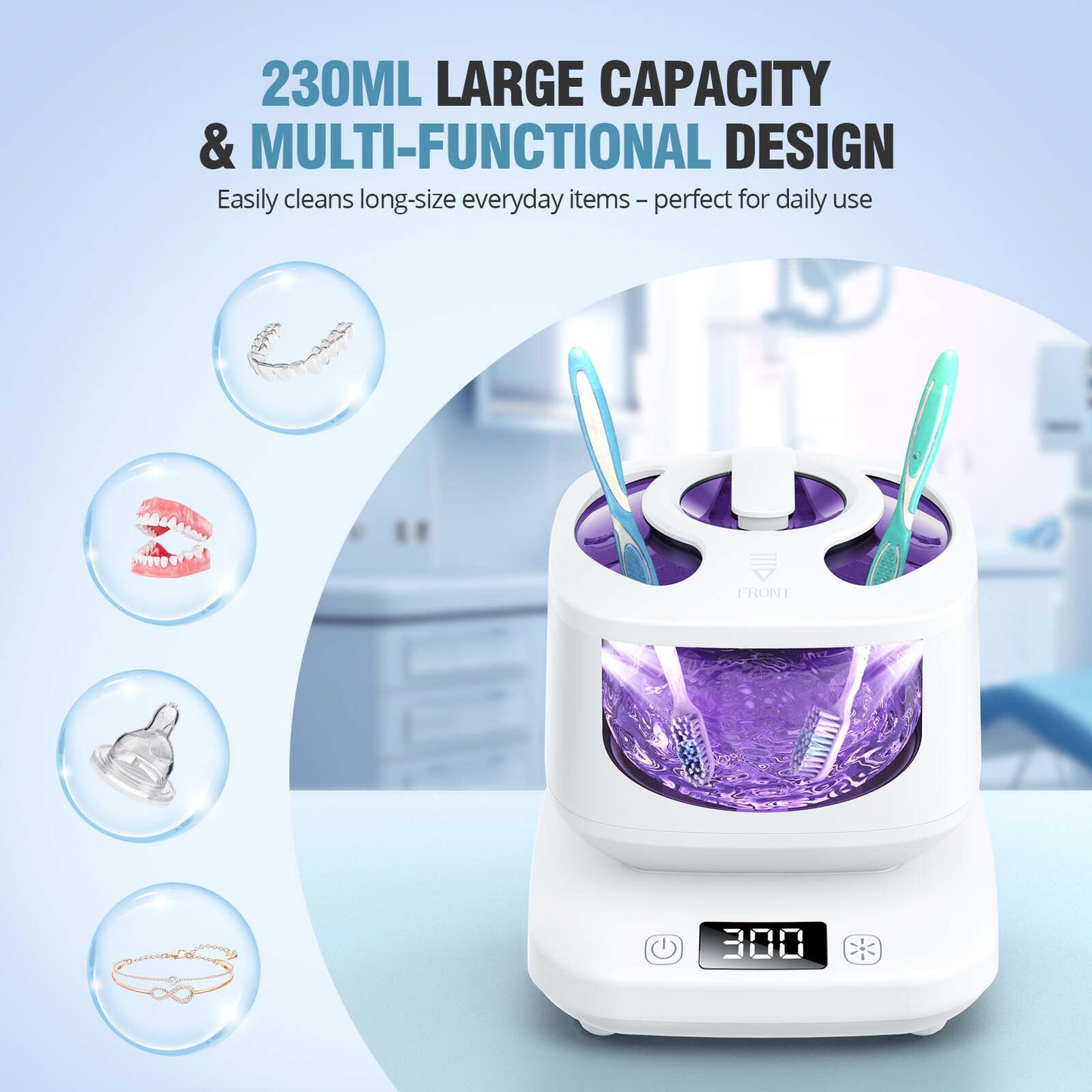 Ultrasonic Retainer Cleaner with Digital Timer