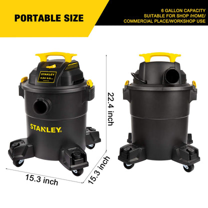 Stanley - SL18116P Wet/Dry Vacuum, 6 Gallon, 4 Horsepower Black