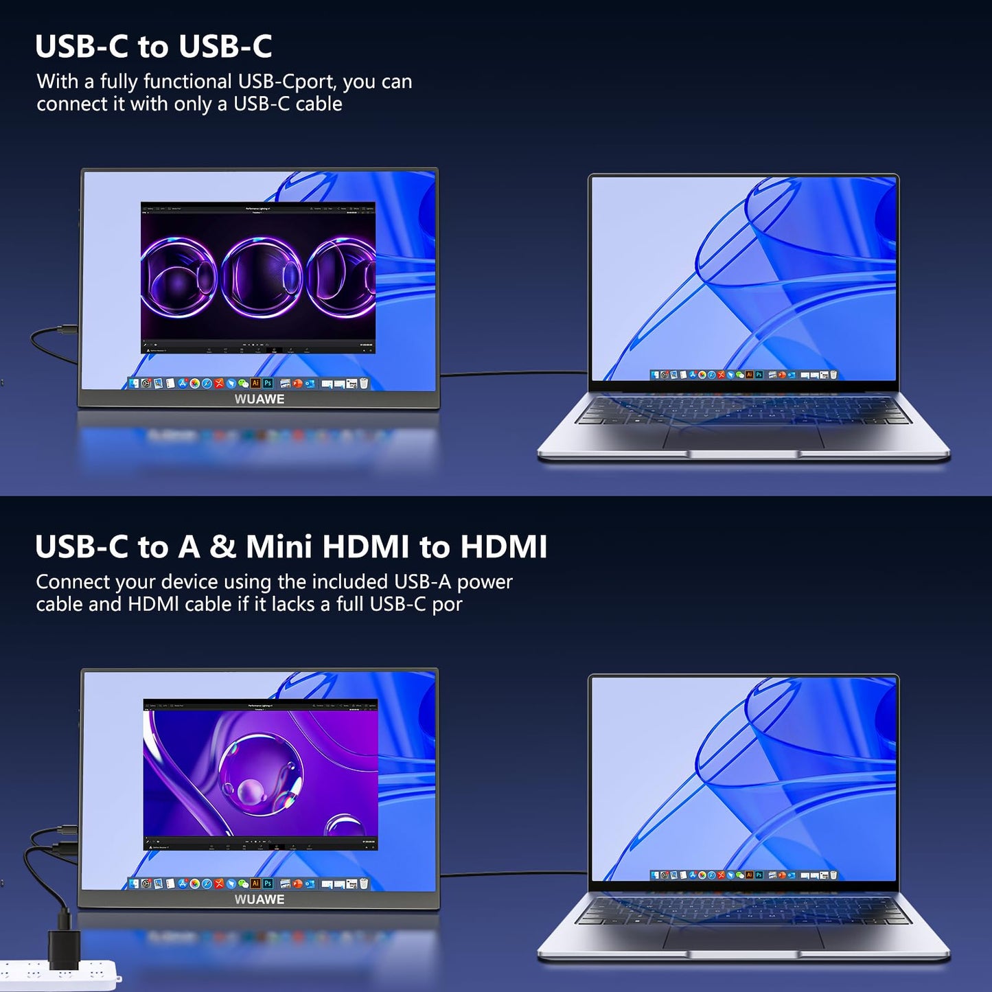 16" Portable Monitor WUAWE for Laptop & Gaming