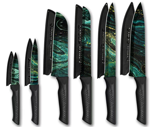 12-Piece HUNTER.DUAL Kitchen Knife Set with Covers