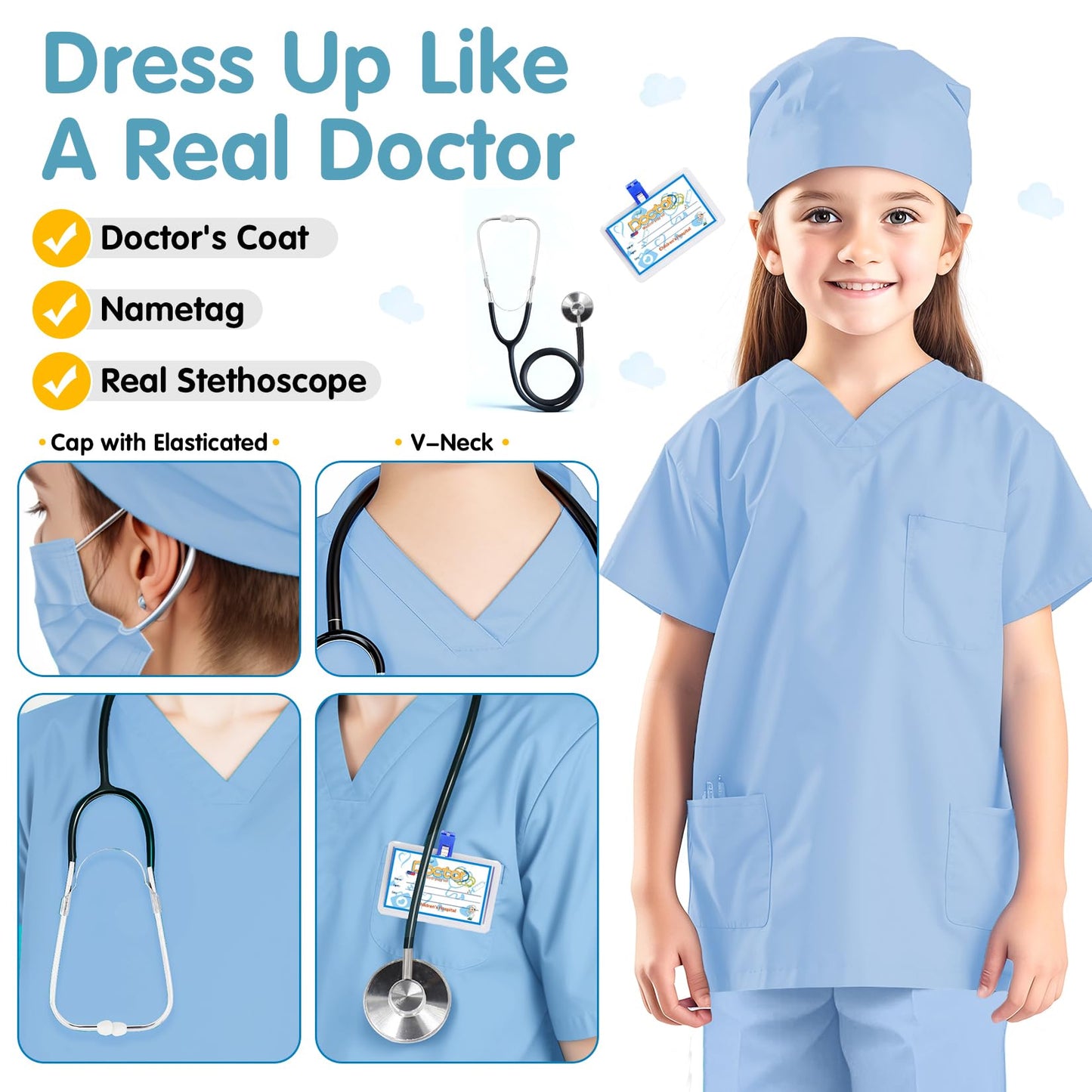 Kids Doctor Costume Scrubs with Accessories