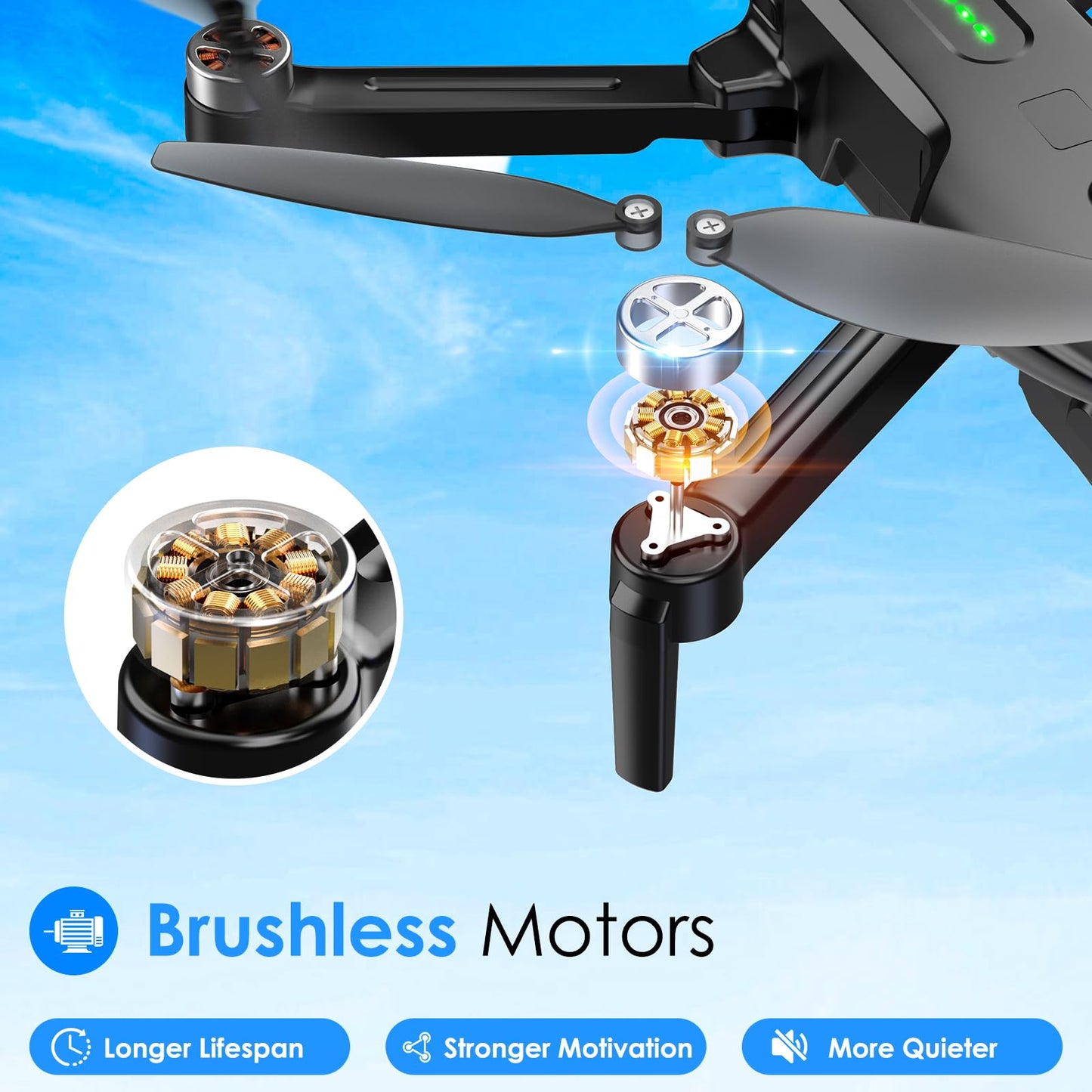 Drone with Camera, Brushless Motor 1080P FPV Drone with 2 Batteries, One Key Take Off/Land, 360 Flips, Waypoint Fly, Altitude Hold, Gravity Control, Foldable Mini Drones for Kids 14+, Beginner