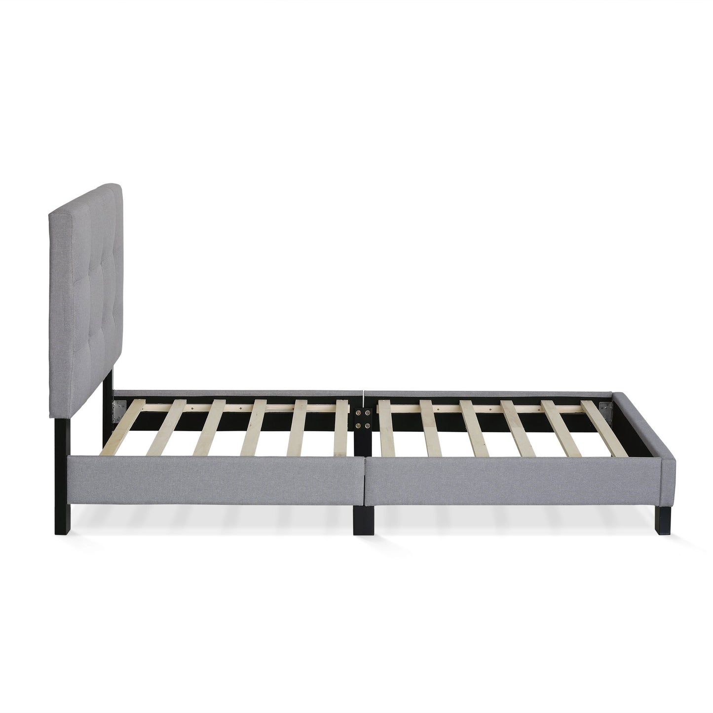 Furinno Laval Button Tufted Upholstered Platform Bed Frame, Twin, Glacier