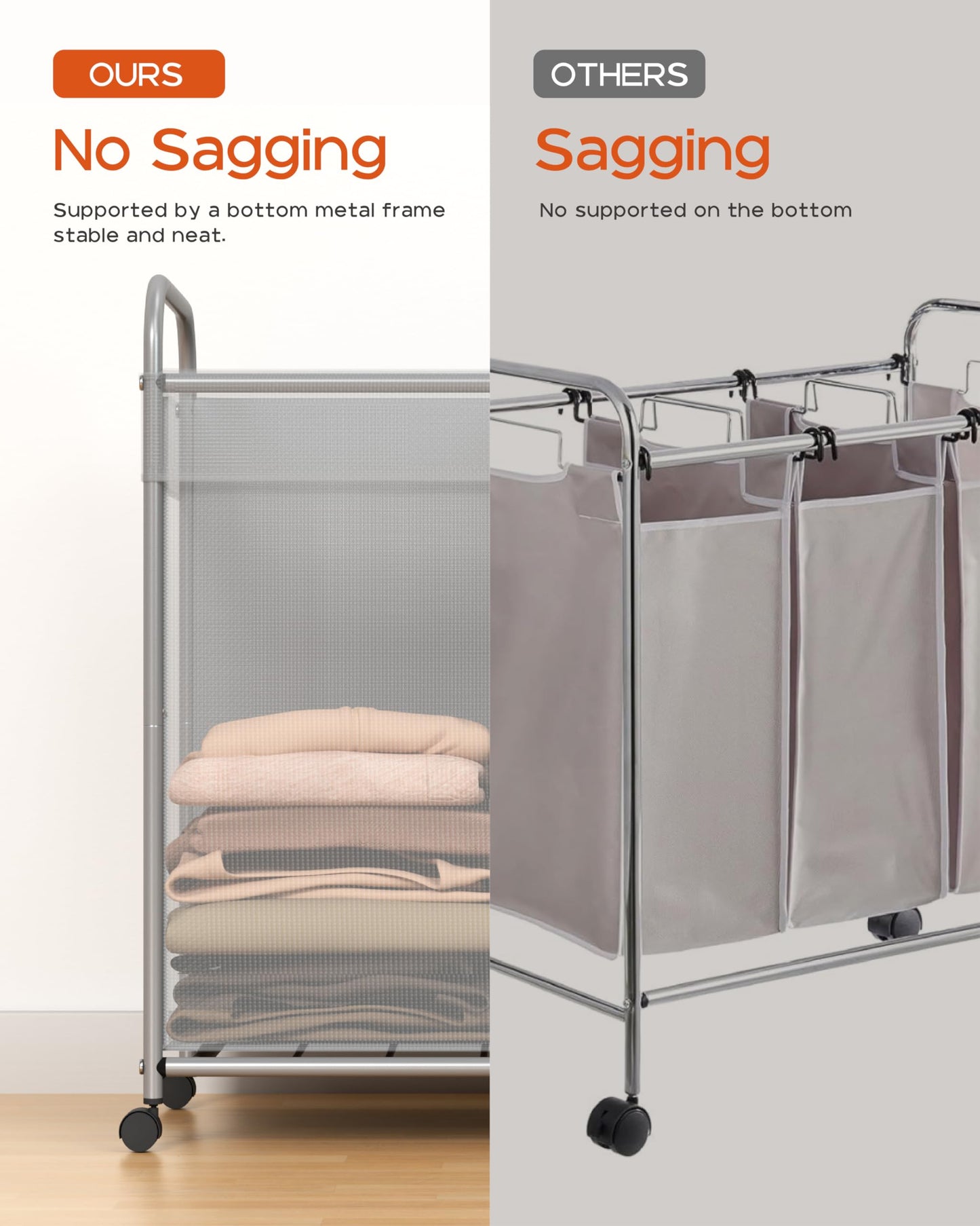 80L Rolling Laundry Basket with Wheels