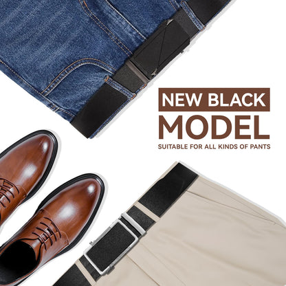 LAURA FAIRY Men's Ratchet Belt - Black Dress Belt