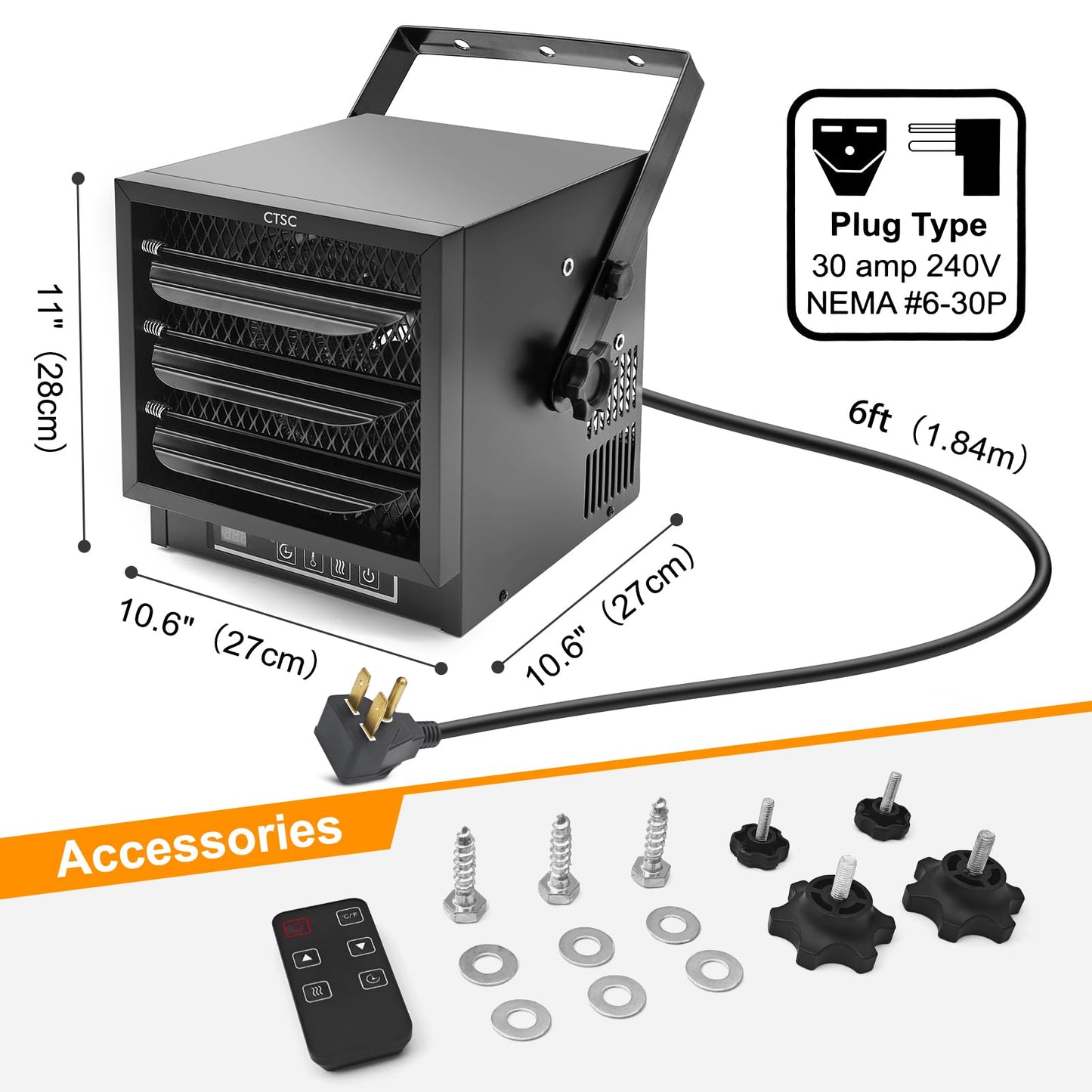 CTSC 4800W Electric Garage Heater with Remote Control