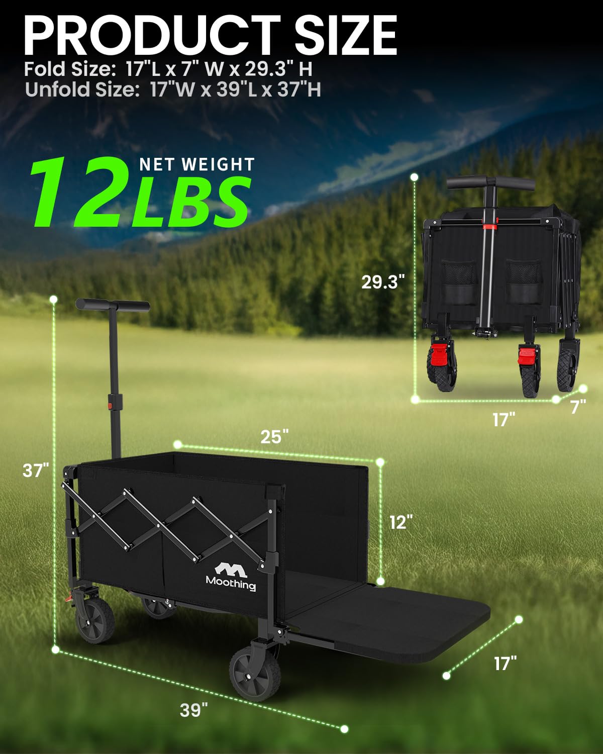 Heavy Duty Collapsible Wagon for Camping, Sports