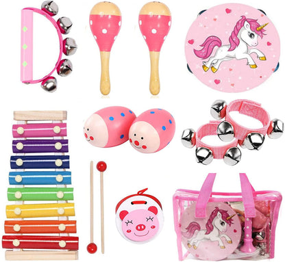 12pcs Kids Wooden Percussion Instrument Set