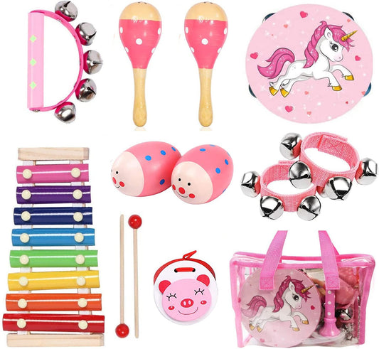 12pcs Kids Wooden Percussion Instrument Set