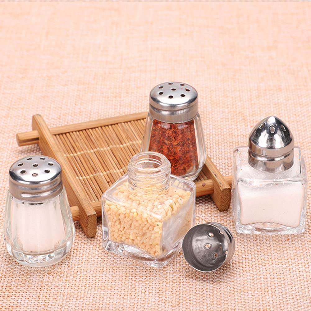 4 Pcs Mini Glass Salt and Pepper Shakers
