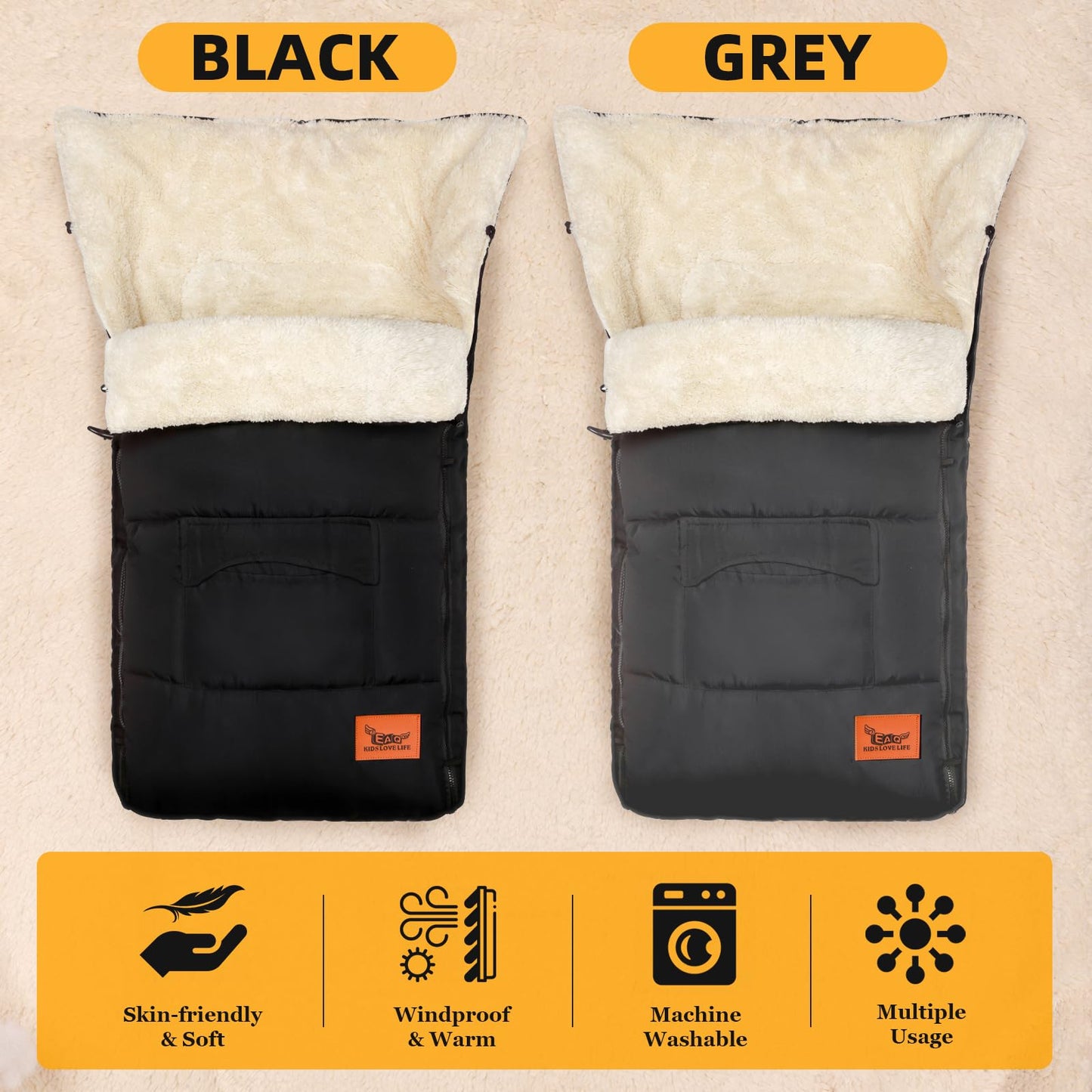 Winter Baby Stroller Footmuff, Fleece Sleeping Bag