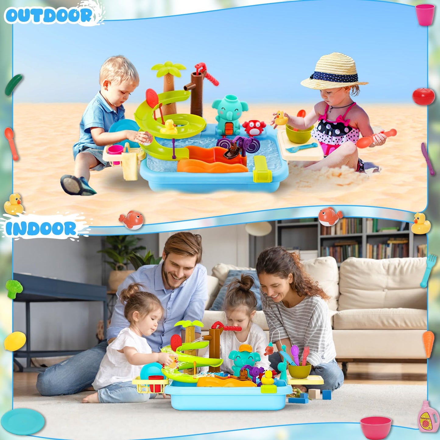 4-in-1 Kitchen Sink Toy with Water Slide