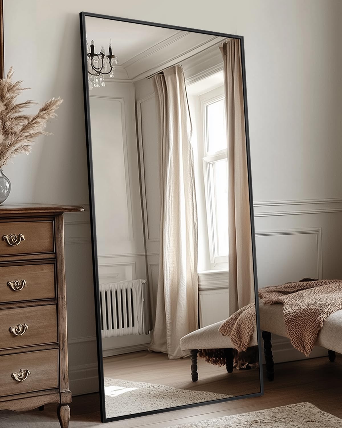 Antok Full Length Floor Mirror - 58"x21" Black