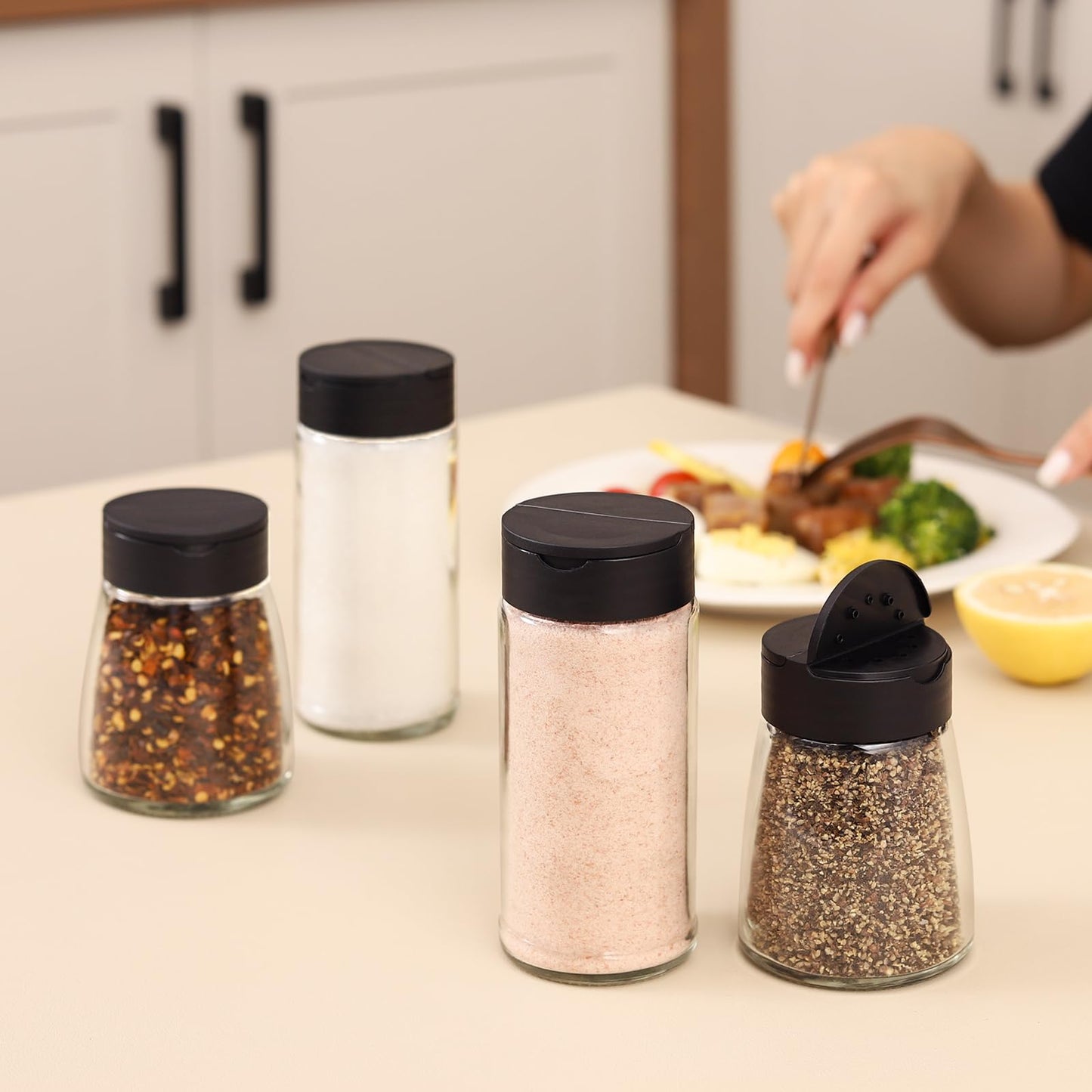Glass Salt and Pepper Shakers Set of 4