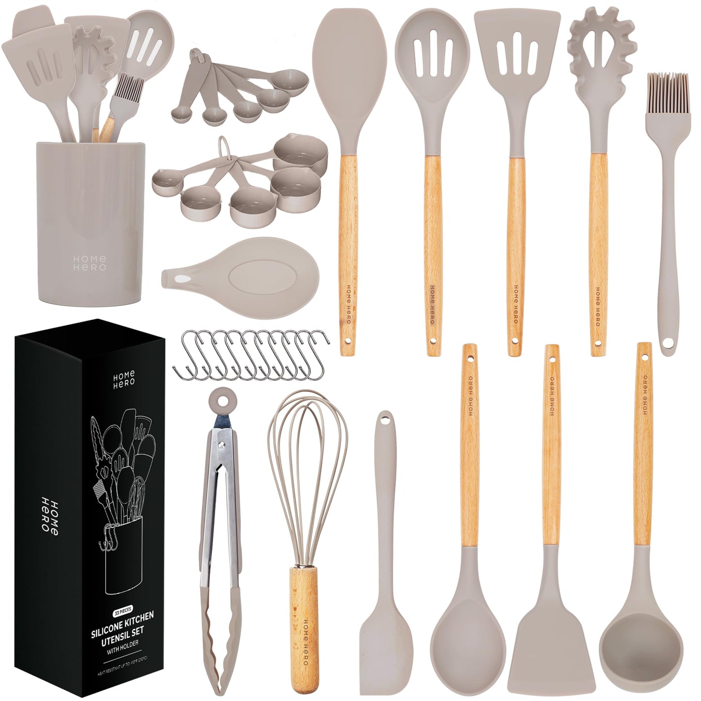 33-Piece Non-Stick Silicone Kitchen Utensils Set