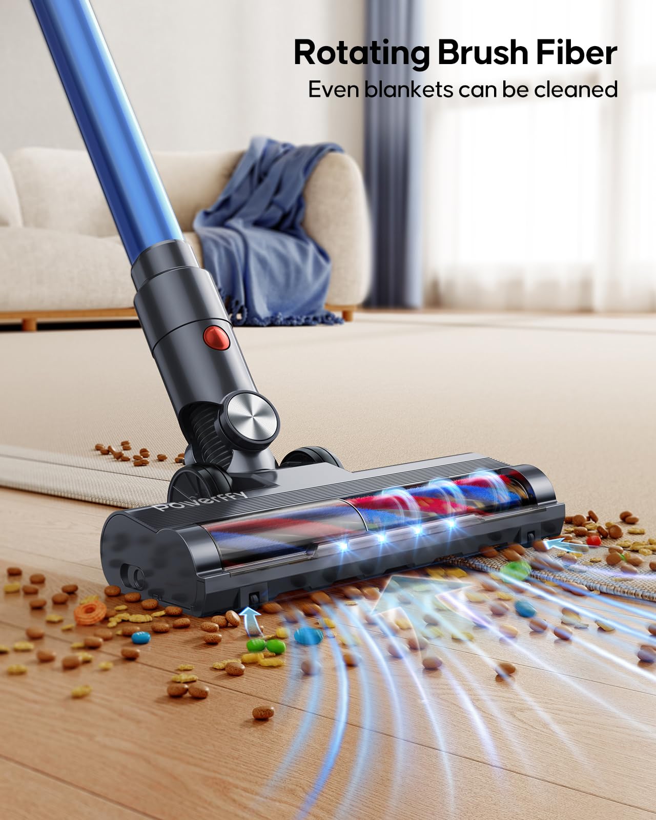 Powerffy 400W/30Kpa Cordless Vacuum Cleaner, 45 mins Rechargeable Stick Vacuum with 1.2 L Dust Cup,80000Rpm Powerful Motor Handheld Stick Vacuum for Hard Floor,Carpet,Pet Hair (N10)