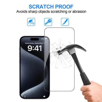 AVOAR 3 Pack Screen Protector for iPhone 15 Pro, 6.1 Inch HD Clear Tempered Glass Full Screen Case Friendly, Anti-Scratch, Bubble Free