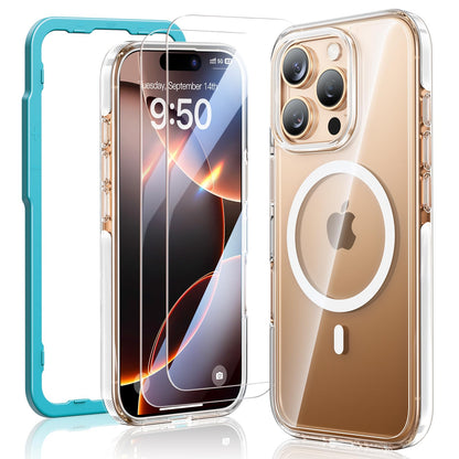 SMARTDEVIL Magnetic MagSafe White Case for iPhone 16 Pro Max, Strong Magnetic Clear Shockproof Cover with 2 Screen Protectors, Ultra-Slim Anti-Yellowing Phone Case