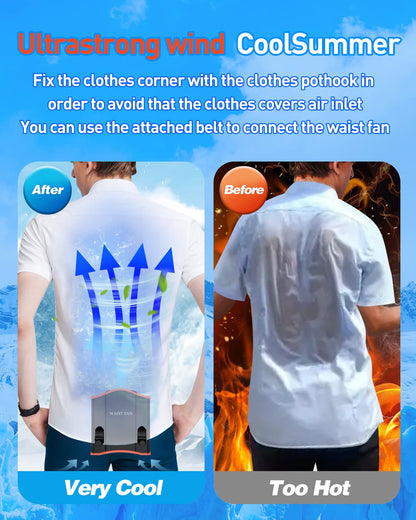 Portable Waist Fan with 12000mAh Battery