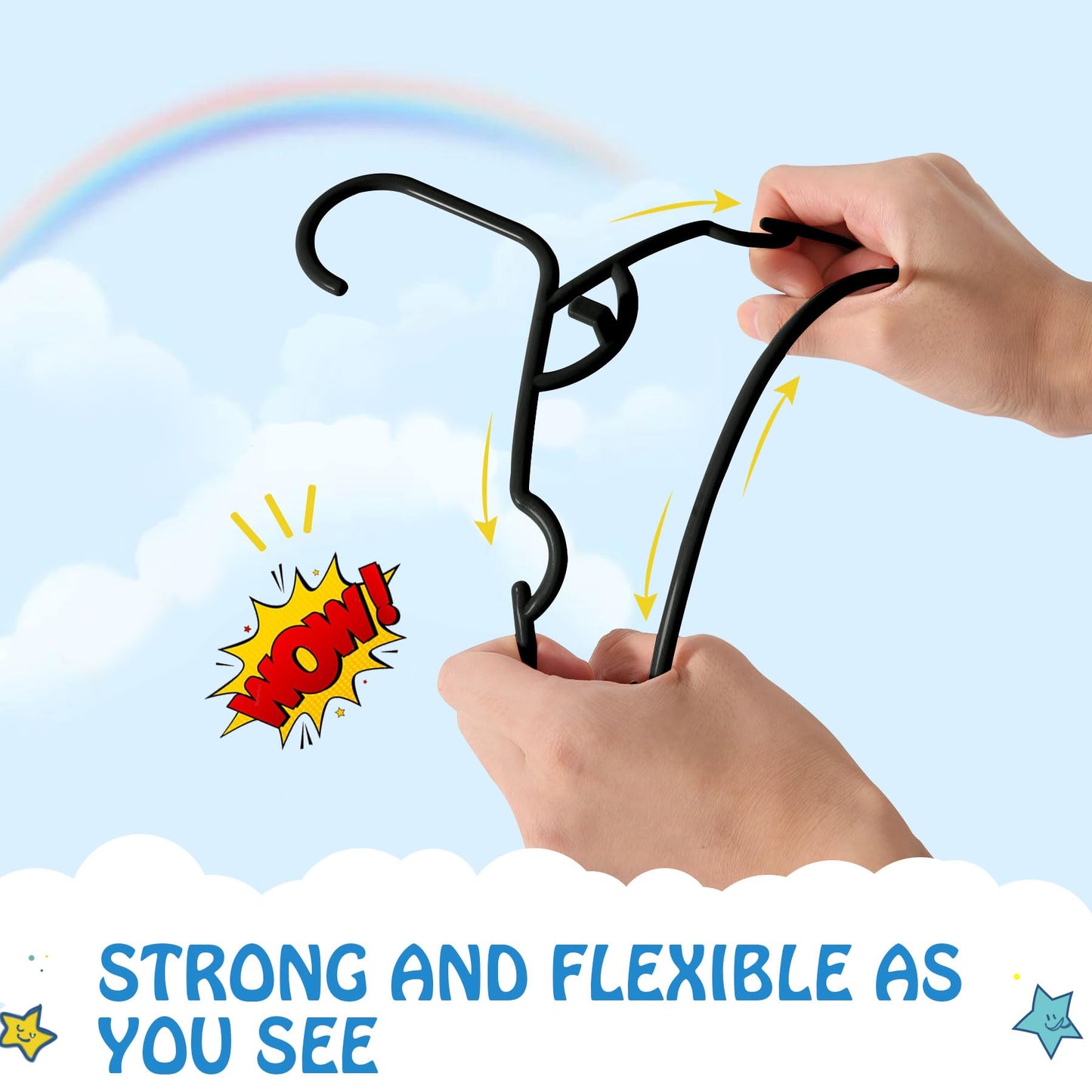 UNKU Kids Hangers 60 Pack - 11.4 Inch Baby Clothes Hangers - Non-Slip Children's Clothes Hangers for Toddler & Infant（Black, 60）