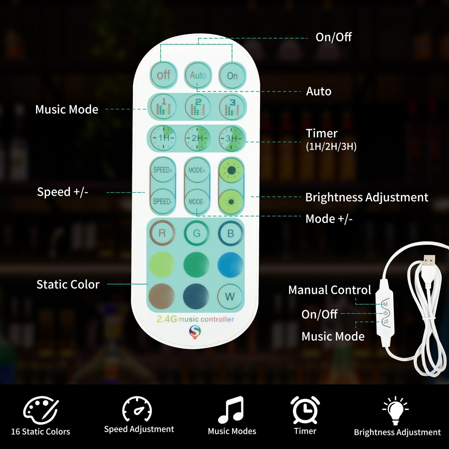 YITAHOME LED Liquor Bottle Display Shelf with Control