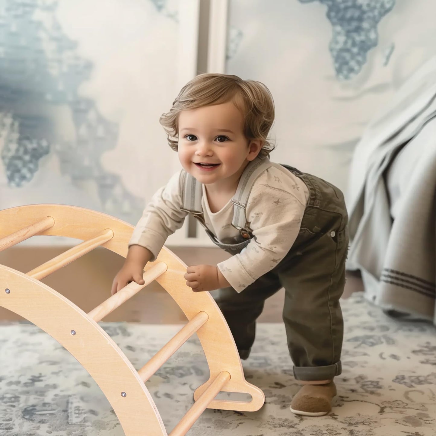 WoodenEdu Pikler Triangle Set for Baby Climbing Toy Indoor Playground for Kid, Montessori Learning Toy with Arch, Ramp, and Climbing Triangle, Indoor Outdoor Playground Climbing Toys for Toddlers