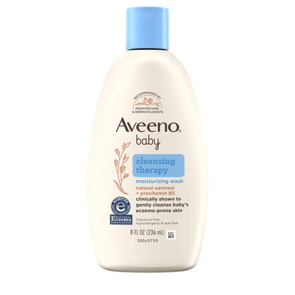 Aveeno Baby Cleansing Therapy Moisturizing Baby Body Wash with Natural Oatmeal & ProVitamin B5, Gentle Tear-Free Baby Bath Wash for Sensitive & Eczema-Prone Skin, Hypoallergenic, 8 oz