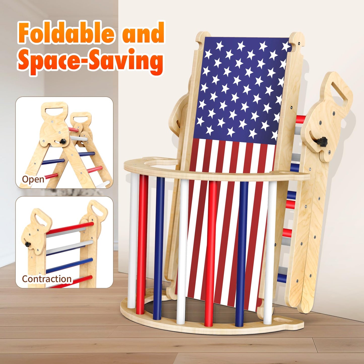 Wooden Montessori Climbing Triangle Set for Kids