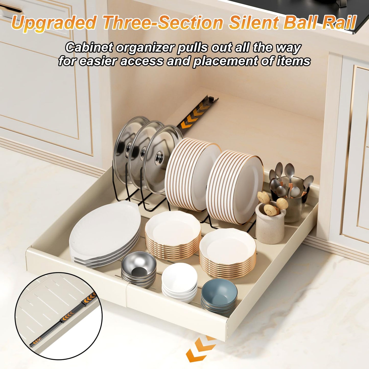 Adjustable Pull-Out Kitchen Cabinet Organizer