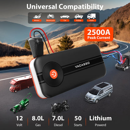 VACASSO 2500A Portable Car Jump Starter with Flashlight