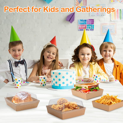 Disposable Mini Brown Dessert Boxes, 100 Pack