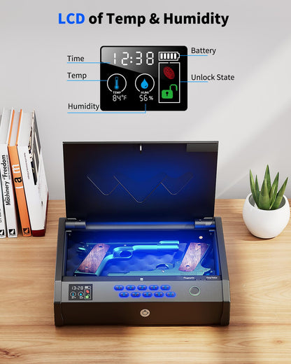 Biometric Handgun Safe with LCD Display and USB