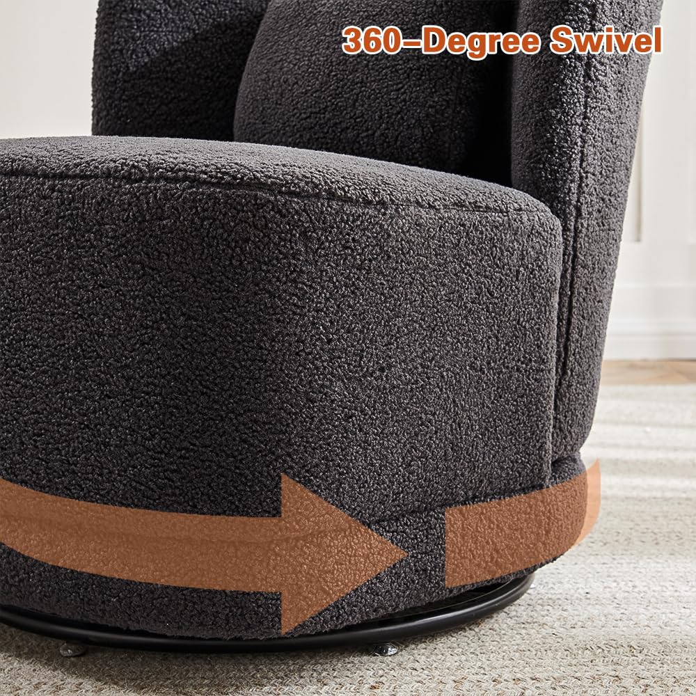 Modern Velvet Swivel Accent Chair with Cushion