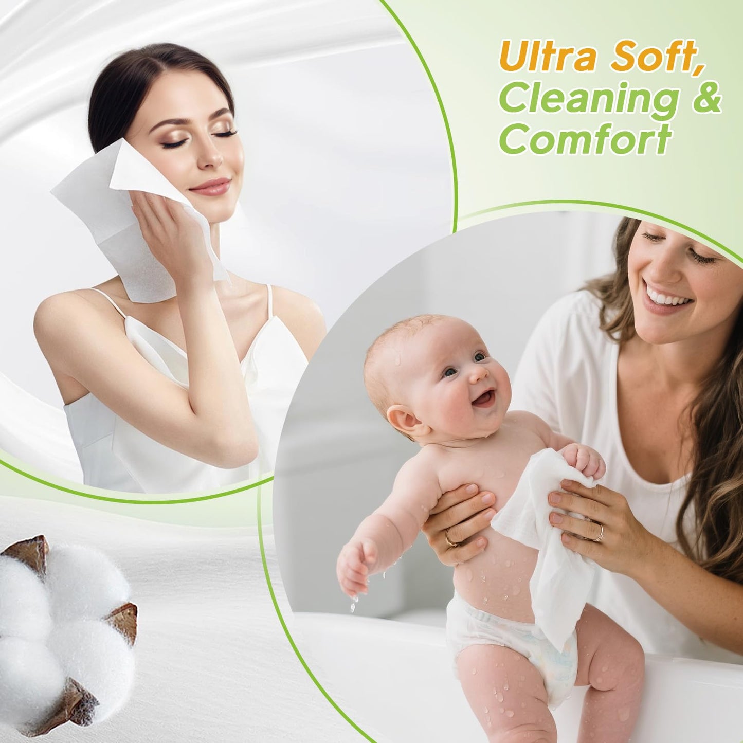 100 Pack Organic-Cotton Disposable Face Towels