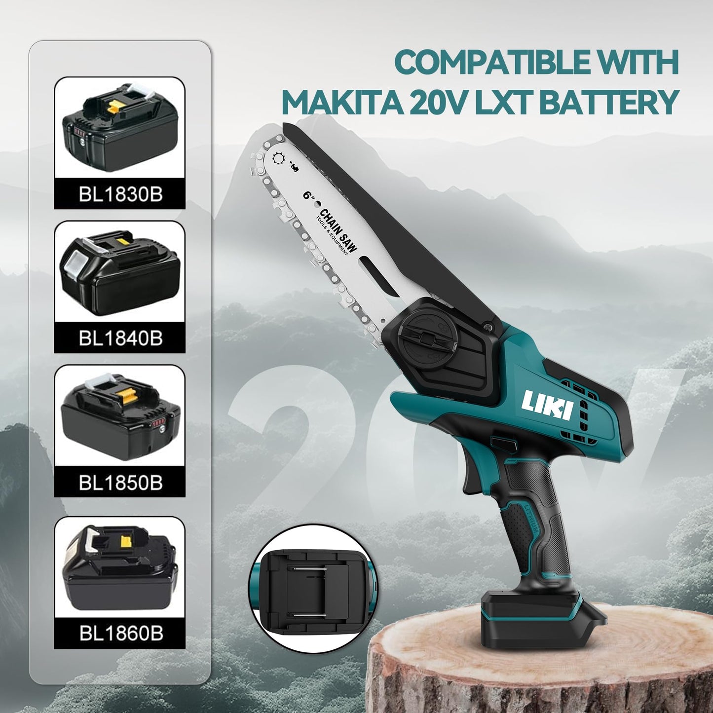 LIKI 6-Inch Mini Cordless Chainsaw for Trimming