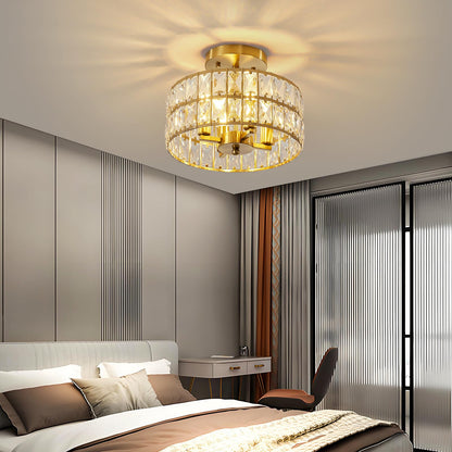 Modern Crystal Semi Flush Mount Ceiling Light