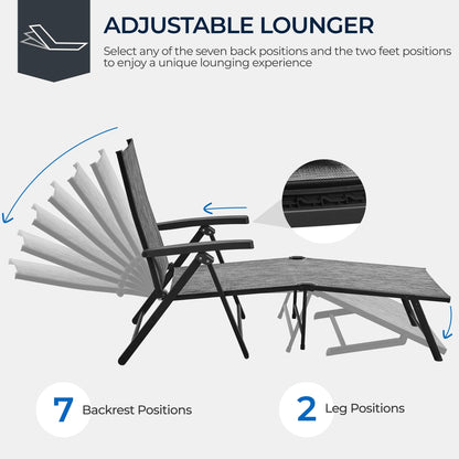 2 Pack Yaheetech Outdoor Folding Lounge Chairs