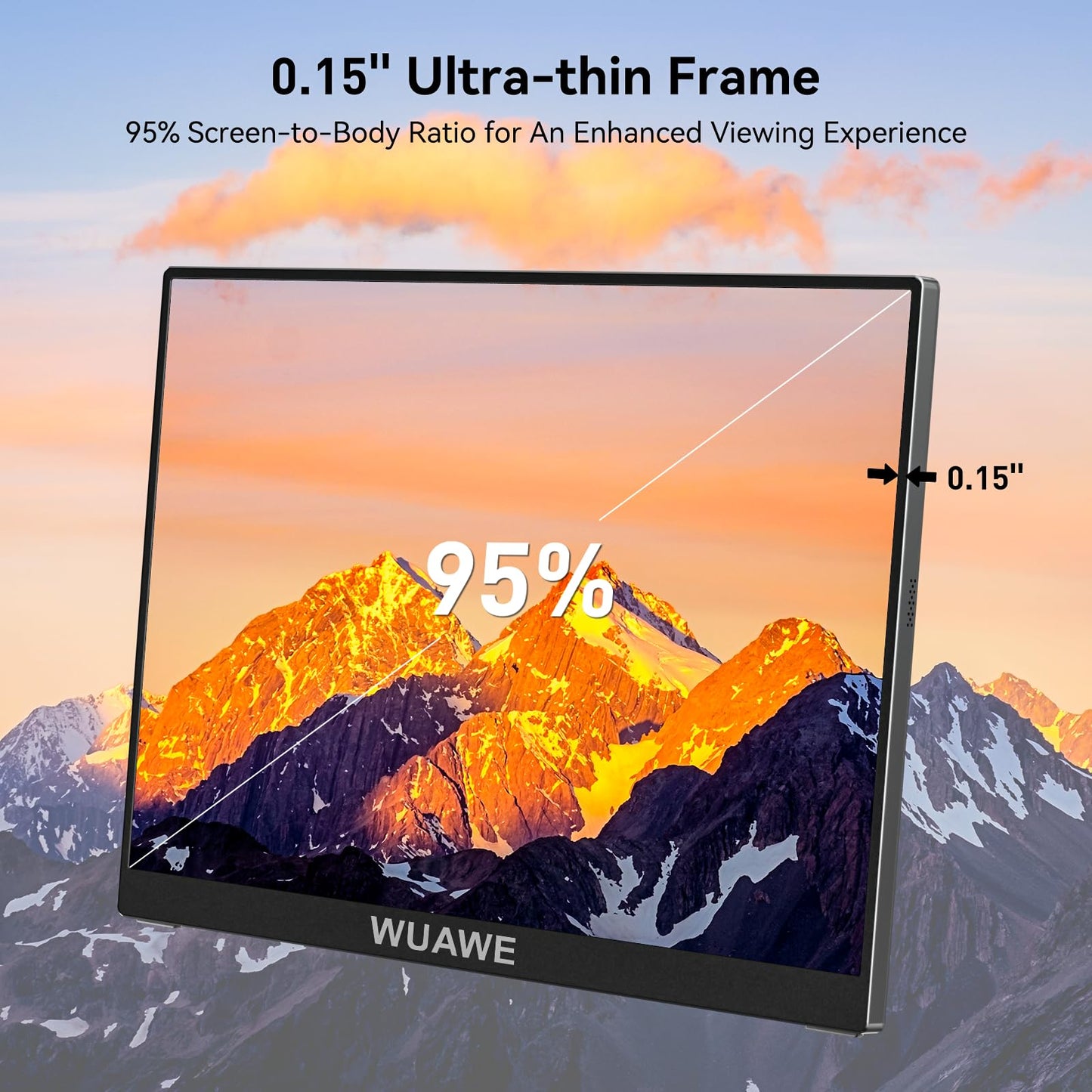 WUAWE 15.6'' Portable Monitor with USB-C & HDMI