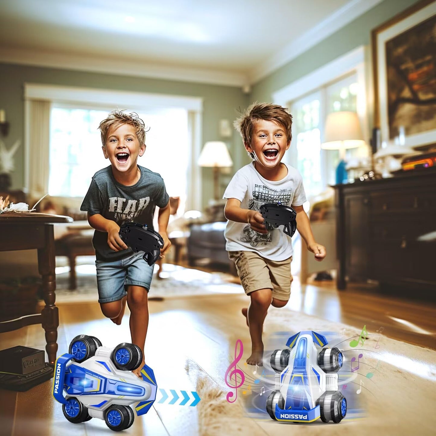 LOOZIX Upgraded Remote Control Car 360° Spins RC Car 2- in-1 Anti-Gravity RC Racer Wheelie Drift Stunt Car with Lights&Music Birthday Gifts Toys for 6 7 8 9 10 11 12 Year Old Boys