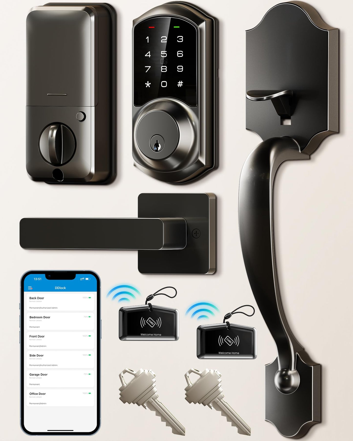Smart Keyless Front Door Lock with Touchscreen