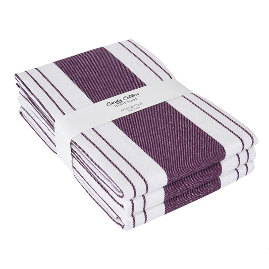 Candy Cottons Stripe Kitchen Towels Decor Mordern Design Centreband Tea Dish Towels Boho Stripe Absorbent Festive Gift Set of 3 Pantry Reusable Kitchen Dish Towel|Easter Spring Decor 18x28 Inch Purple