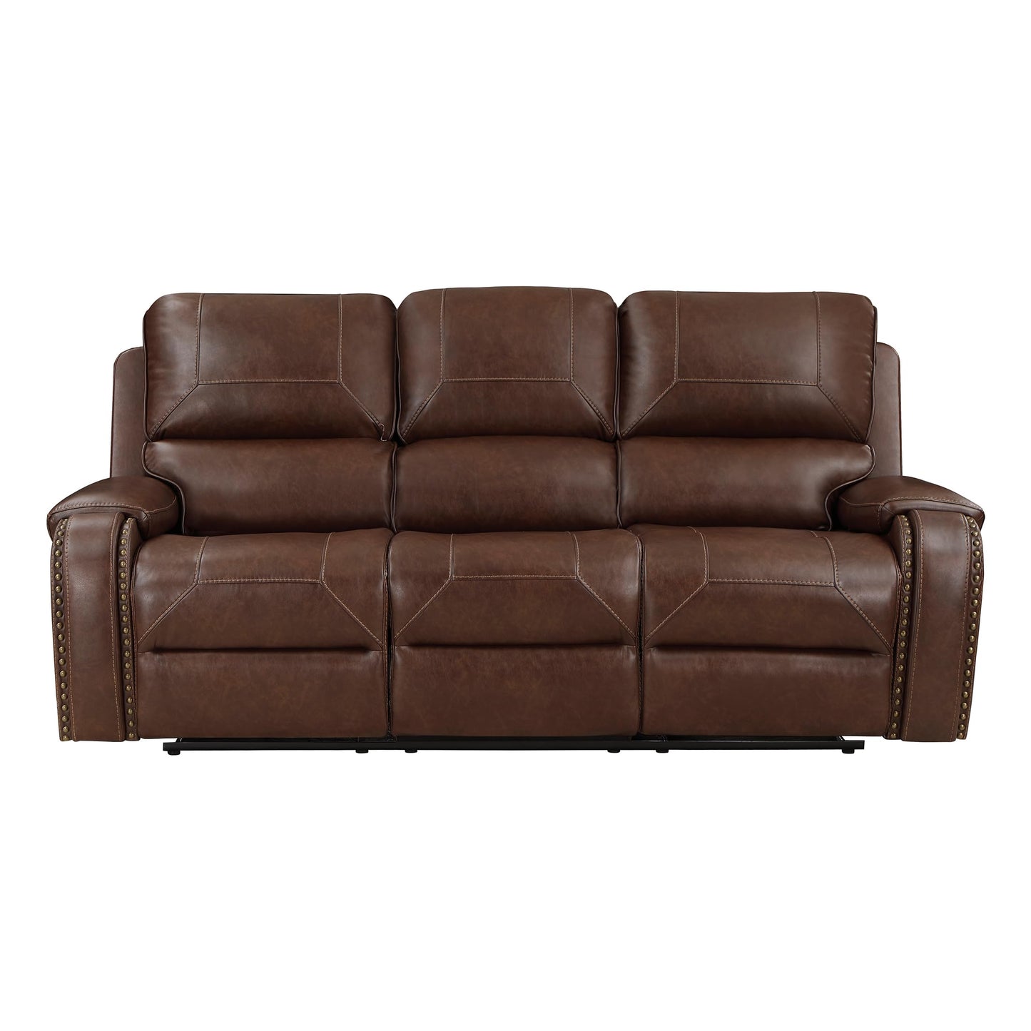 Lexicon Monet Breathable Faux Leather Double Reclining Sofa, Brown