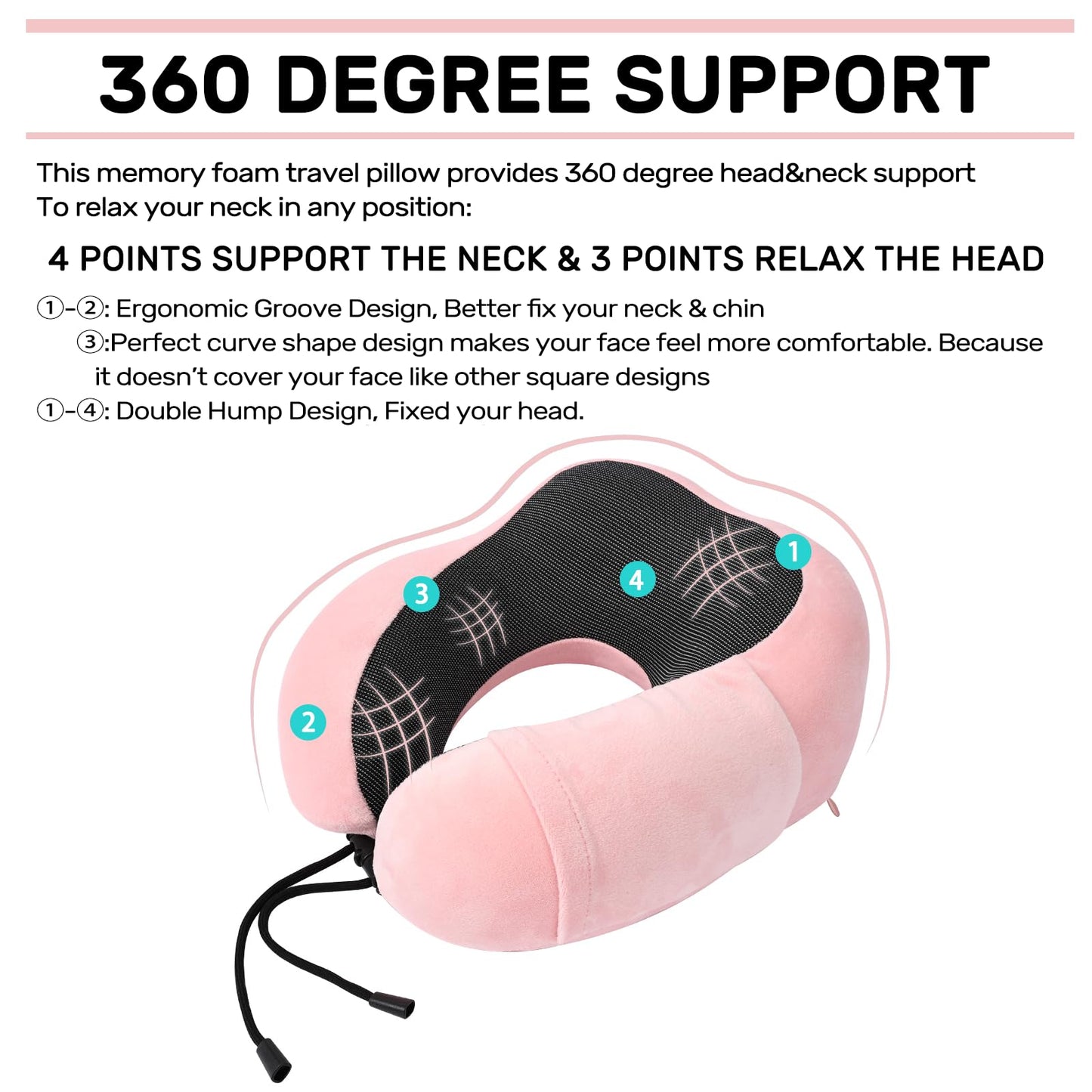 2 Pack Memory Foam Travel Neck Pillows