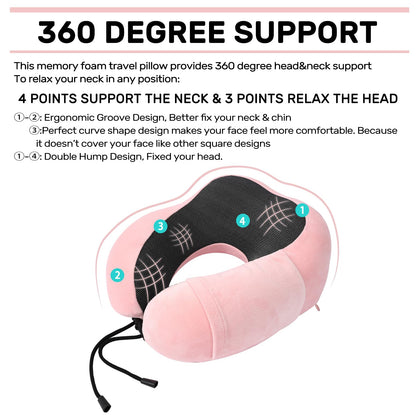 2 Pack Memory Foam Travel Neck Pillows