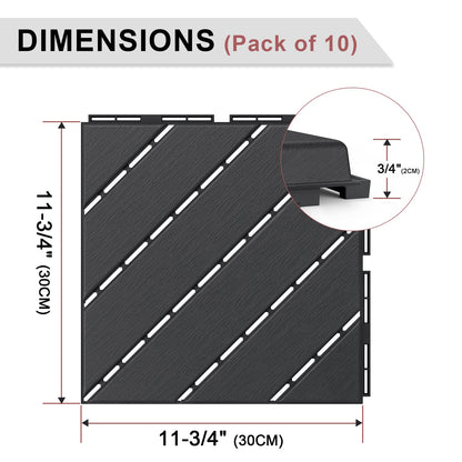 VANCASTLE Plastic Interlocking Deck Tiles, 11.8"x11.8"(Pack of 36), Patio Flooring Outdoor Waterproof All Weather Use, Outdoor Flooring for Patio Garden Poolside Front/Back Yard, Dark Grey