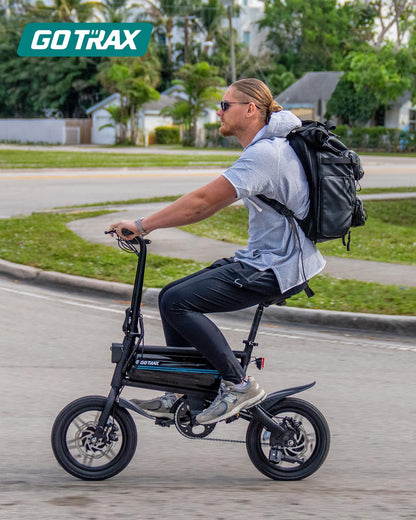 Gotrax Nano 14" Folding Electric Bike, Max Range 25Miles(Pedal-Assist) & Max Speed 15.5Mph, Power by 350W Motor, Adjustable Seat & Dual Fenders, Commuter Electric Bicycle for Adults/Teens White