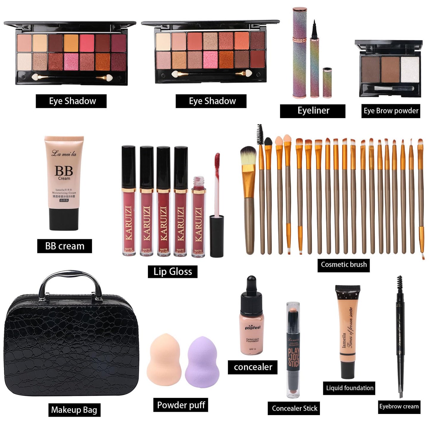 All-in-One Makeup Kit with 20 Brushes
