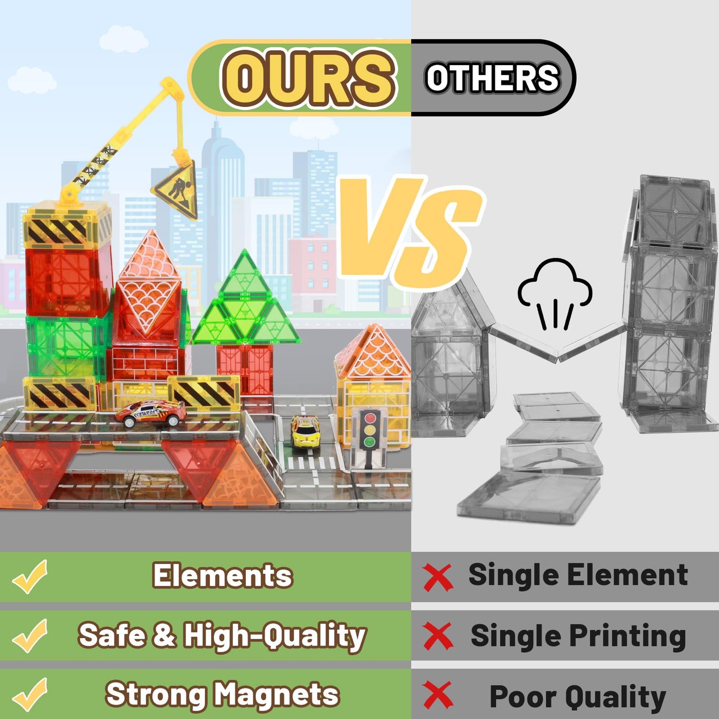 Magnetic Tiles Construction Set for Kids 3-12
