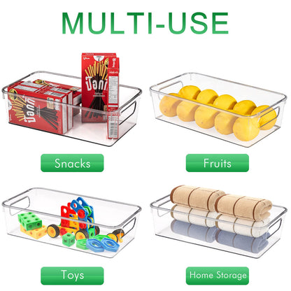 Yaseingoo 6-Pack Refrigerator Organizer Bins Set, Clear Fridge Organizer Bins - Clear Pantry Storage Bins with Handles for Kitchen, Bathroom, and Home Organization, BPA-Free and Food Safe