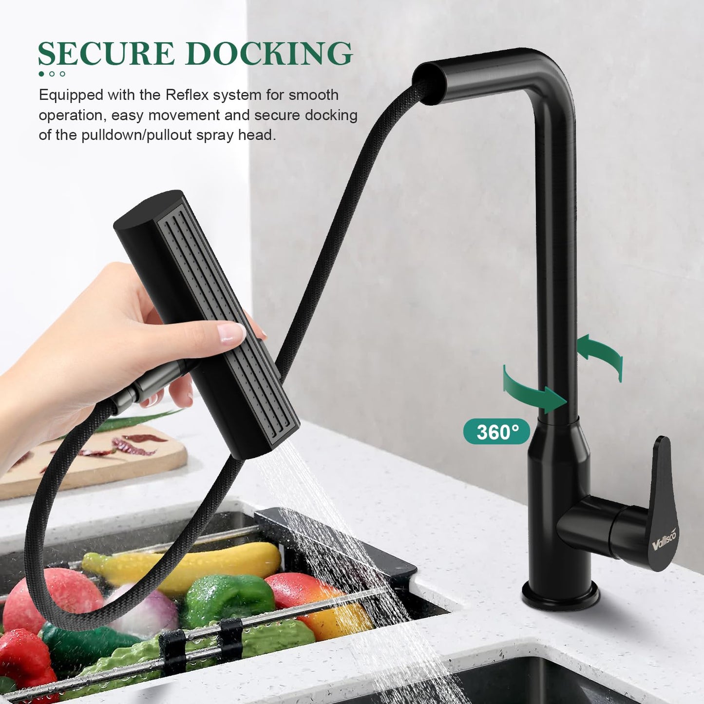 VallisCo Pull Down Kitchen Faucet with Sprayer